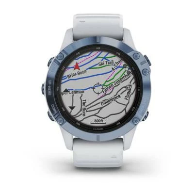 Montre GPS Garmin Fenix 6 Pro Solar Titane Bleue Cobalt Bracelet Blanc. – Image 5
