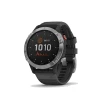 Montre Gps Garmin Fenix 6 Solar Silver Bracelet Noir